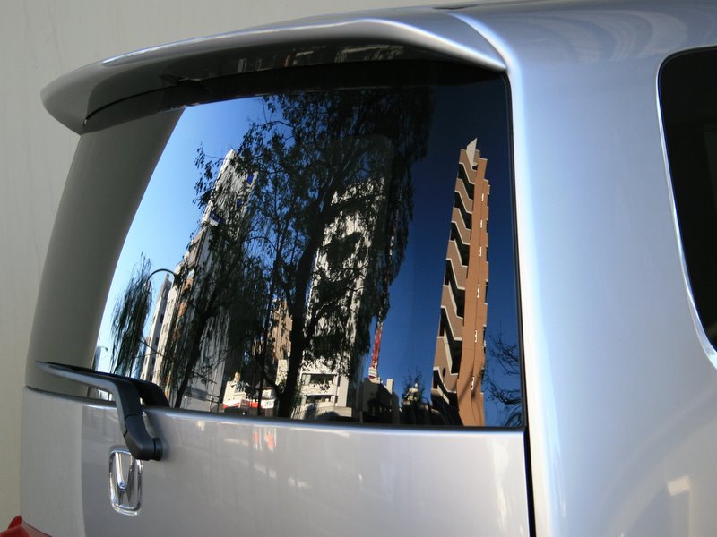 Tokyo Tower Reflected in a Car Window