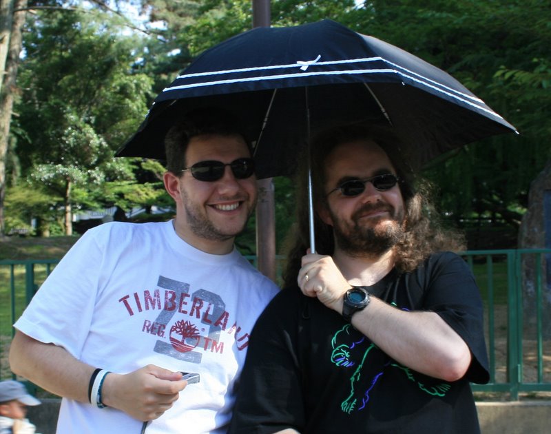 Marty and Nowin in Nara carrying Karen’s Parasol