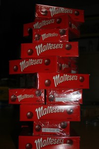 Maltesers Stacked on the Table