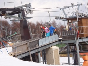 Attempting to Get off the Ski Lift